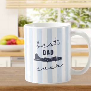 Caneca De Café Melhor Pai de Todos Listras Avião Antigo Aniversár