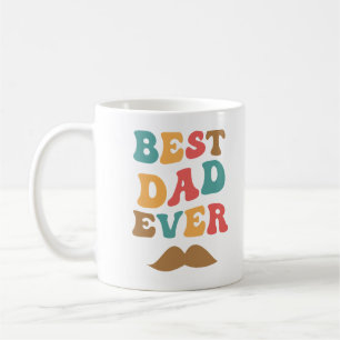 Caneca De Café Melhor Pai de Todos os Tempos Texto Retro Descolad