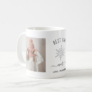 Caneca De Café Melhor Pai Duas Fotos e Floco de Neve Prateado