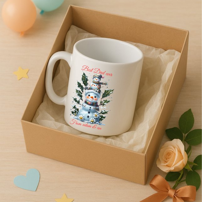Caneca De Café Melhor Pai Personalizado Nunca Snowman_Nom Persona (Criador carregado)