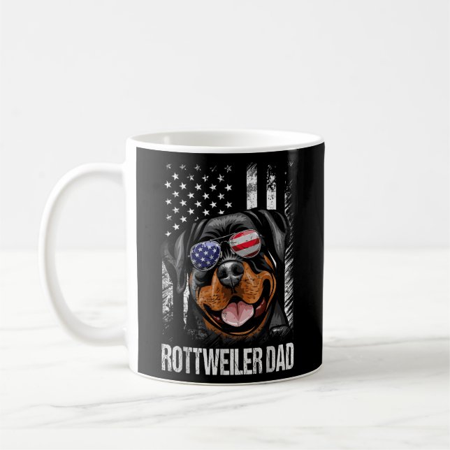 Caneca De Café Melhor Pai Rottweiler Cão Bandeira Americano (Esquerda)