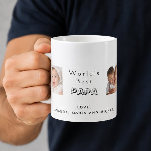 Caneca De Café Melhor papai pai família colagem de fotos crianças