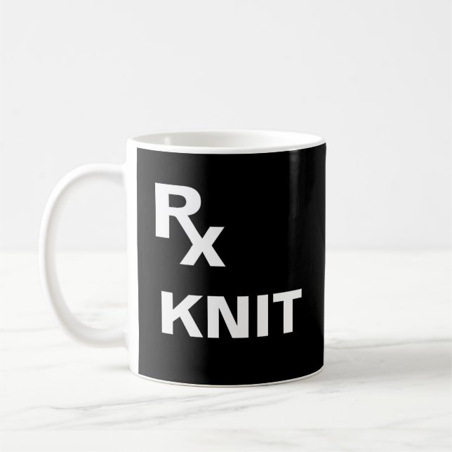 Caneca De Café Melhor Prescrição - "RX KNIT" - FIO DE CROCHÊ (Esquerda)