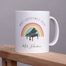 Caneca De Café Melhor Professor de Música Arco-íris Presente de A