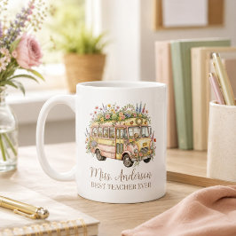 Caneca De Café Melhor Professor de Todos os Tempos com Nome Ônibu
