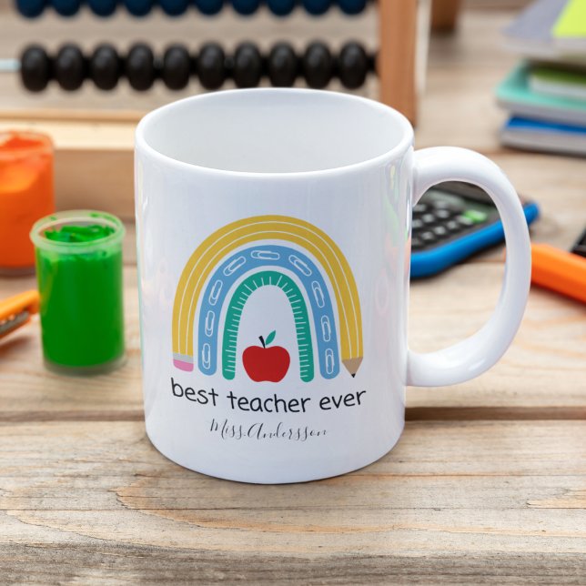 Caneca De Café Melhor Professor de Todos os Tempos Presente Perso (Criador carregado)