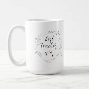 Caneca De Café Melhor Professora Alguma Vez Floral Watercolor Mug