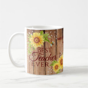 Caneca De Café Melhor Professora Alguma Vez Rústica Cama Floral D