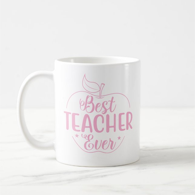 Caneca De Café Melhor Professora Da Apple Personalizada (Esquerda)