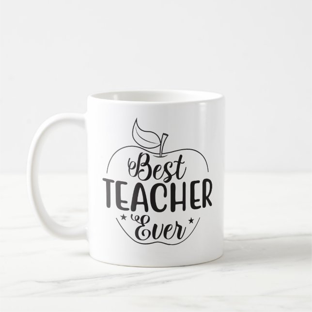 Caneca De Café Melhor Professora Da Apple Personalizada (Esquerda)