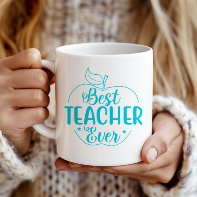 Caneca De Café Melhor Professora Da Apple Personalizada (Criador carregado)
