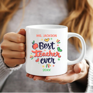 Caneca De Café Melhor Professora De Amarelo Vermelho Verde