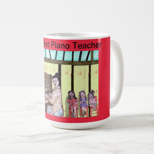 Caneca De Café Melhor Professora de Piano do Mundo! (Frente Esquerda)