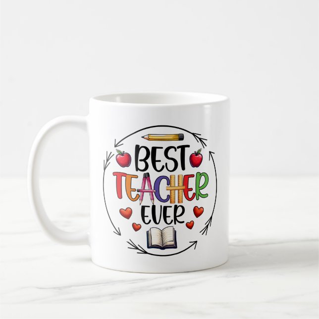Caneca De Café Melhor Professora Ever Sticker - Valorização Diver (Esquerda)