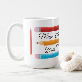 Caneca De Café Melhor Professora Lápis Amarelo Azul
