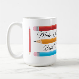 Caneca De Café Melhor Professora Lápis Amarelo Azul