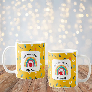 Caneca De Café Melhor Professora Nome do Arco-Íris Nunca