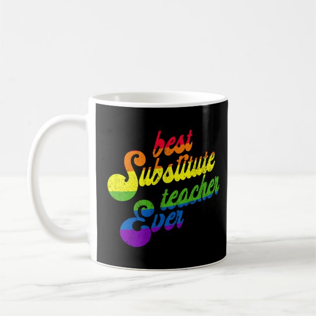 Caneca De Café Melhor Professora Substituta Do Arco-Íris Já Subpr (Esquerda)