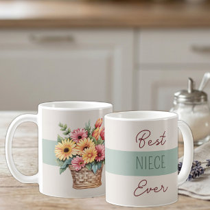 Caneca De Café Melhor sobrinha de flores gerbera verde