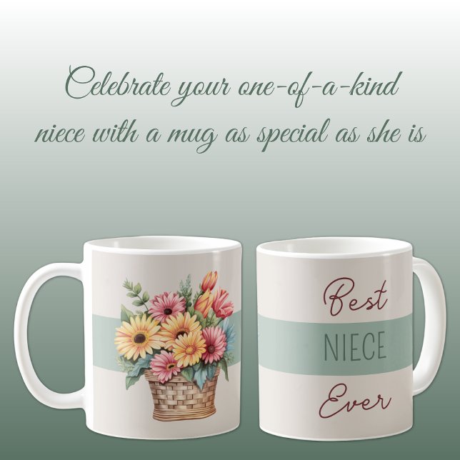Caneca De Café Melhor sobrinha de flores gerbera verde (Criador carregado)