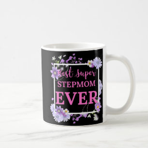 Caneca De Café Melhor Super-Stepman de texto rosa com fluxo viole