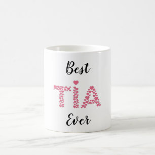 Caneca De Café Melhor Tia De Corações Rosa, Bonito Personalizad