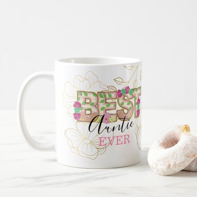Caneca De Café Melhor Tia de Fotografia Personalizada (Com Donut)