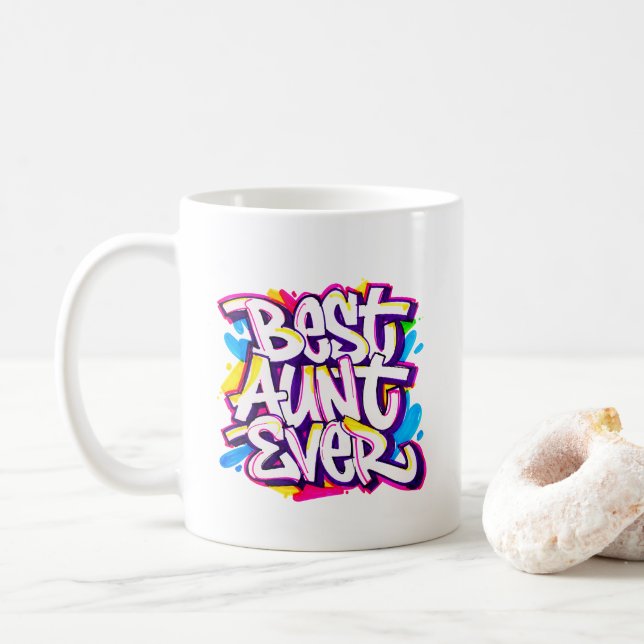 Caneca De Café Melhor Tia de Todas (Estilo 2) (Com Donut)