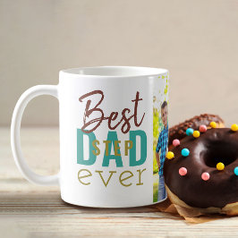 Caneca De Café Melhor Tipografia Dourada e Foto Stepdad Ever