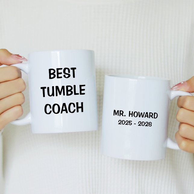 Caneca De Café Melhor Treinador de Tumble com Nome (Criador carregado)