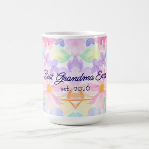 Caneca De Café Melhor Vovó Dia das Mães Aquarela Floral