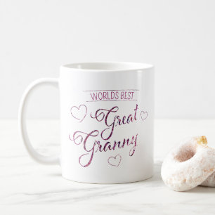 Caneca De Café Melhor Vovó do Mundo Brilho Falso roxo rosa
