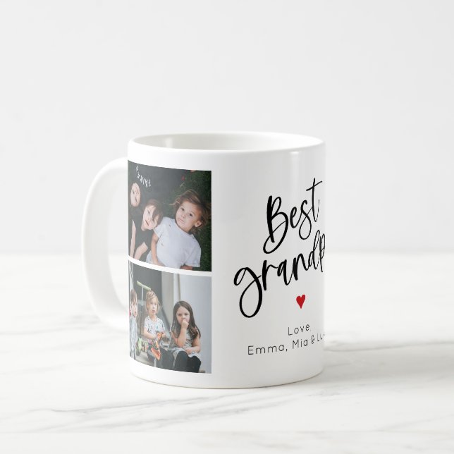 Caneca De Café Melhor Vovô Moderno Script Personalizado Fotografi (Frente Esquerda)
