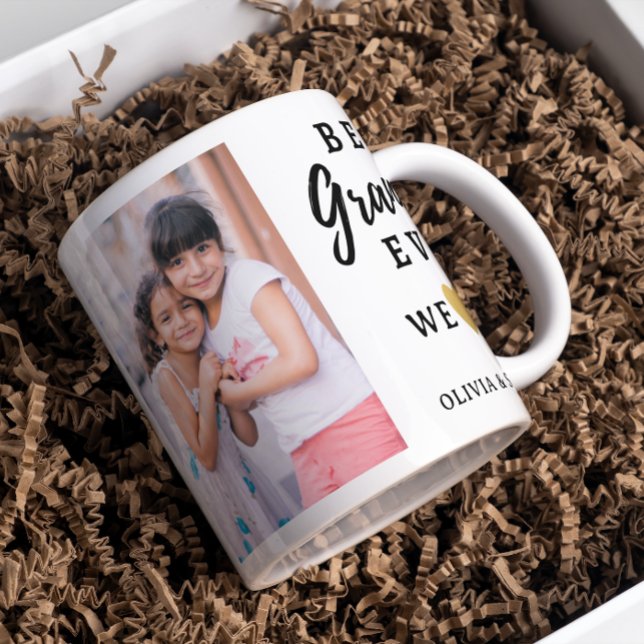 Caneca De Café Melhor Vovó Netos 2 Colagem de Fotos (Criador carregado)