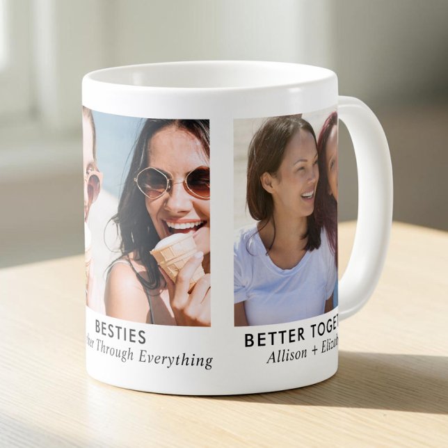 Caneca De Café Melhores Amigas 3 Fotos (Besties Best Friends 3 Photo Coffee Mug
)
