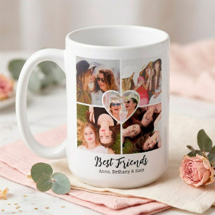 Caneca De Café MELHORES AMIGAS Colagem de Fotos Personalizadas &