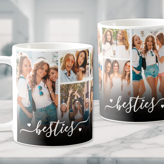 Caneca De Café Melhores Amigas Foto Colagem (Best Friends Besties Photo Collage Coffee Mug)