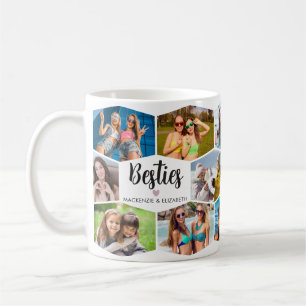 Caneca De Café Melhores Amigos 14 Colagem de Fotos Hexágono Melho