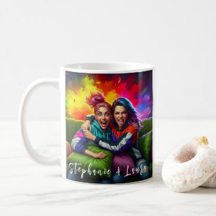 Caneca De Café Melhores Amigos Citação Engraçada Colorida e Inspi
