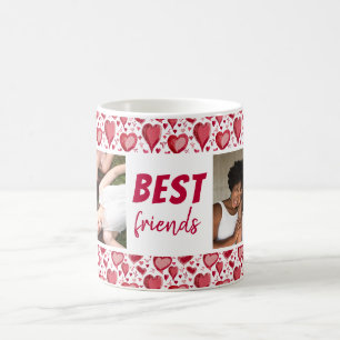 Caneca De Café Melhores Amigos Coração Vermelho Padrão 2 Foto
