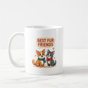 Caneca De Café Melhores Amigos de Pelos Vintage Gato e Cachorro C