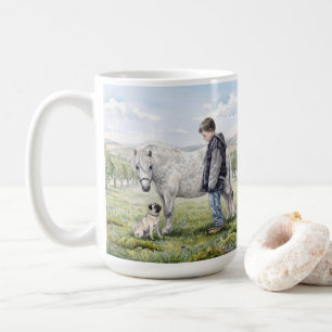 Caneca De Café Melhores Amigos-Menino com Pônei e Cachorro em um 