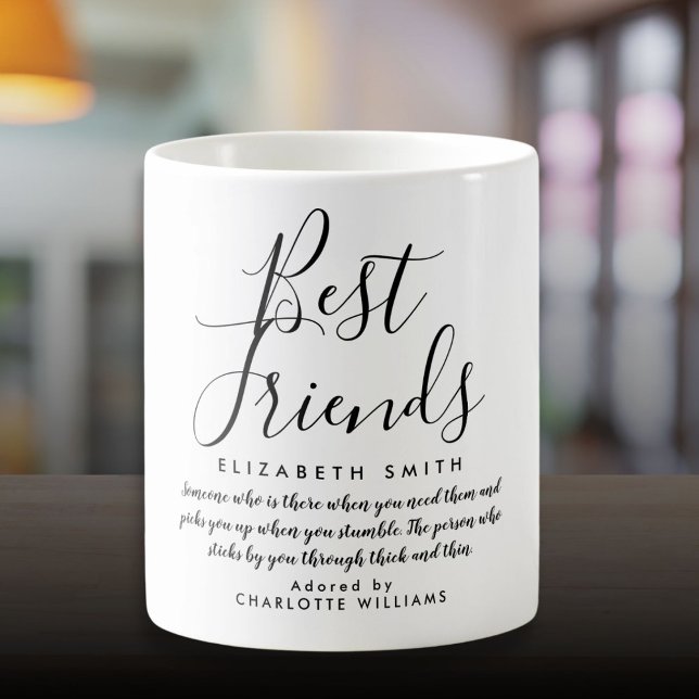 Caneca De Café Melhores Amigos Moderno Script Elegante Citação (Best Friends Modern Elegant Script Quote Coffee Mug)