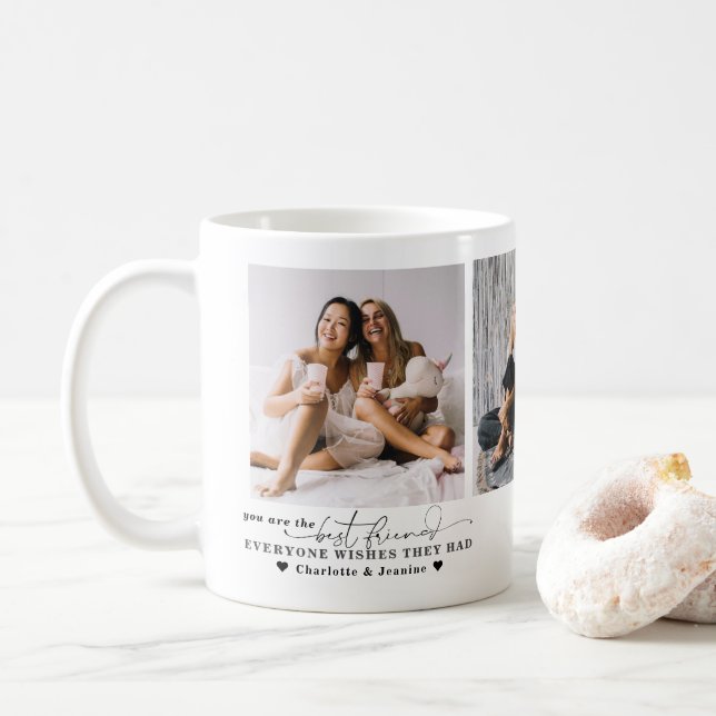 Caneca De Café Melhores Amigos Para Sempre | Moderno BFF Mínimo 3 (Com Donut)