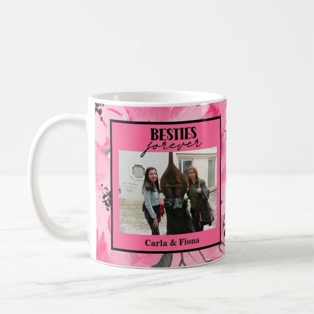 Caneca De Café Melhores Amigos Presente de Foto Poster Rosa (Esquerda)