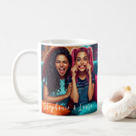Caneca De Café Melhores Amigos Rostos Engraçados & Citação Inspir