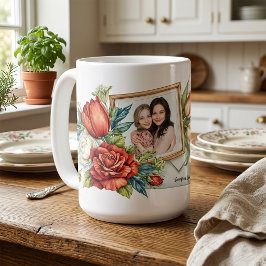 Caneca De Café Melhores Flores e Foto do Dia das Mães 