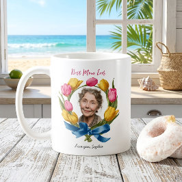 Caneca De Café Melhores Tulipas do Dia das Mães Foto Floral para 