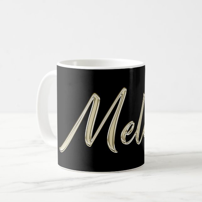 Caneca De Café Melissa white gold Handwriting Tasse Kaffeetasse (Frente Esquerda)