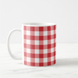 Caneca De Café Mellow Classic Gingham - red white check plaid.